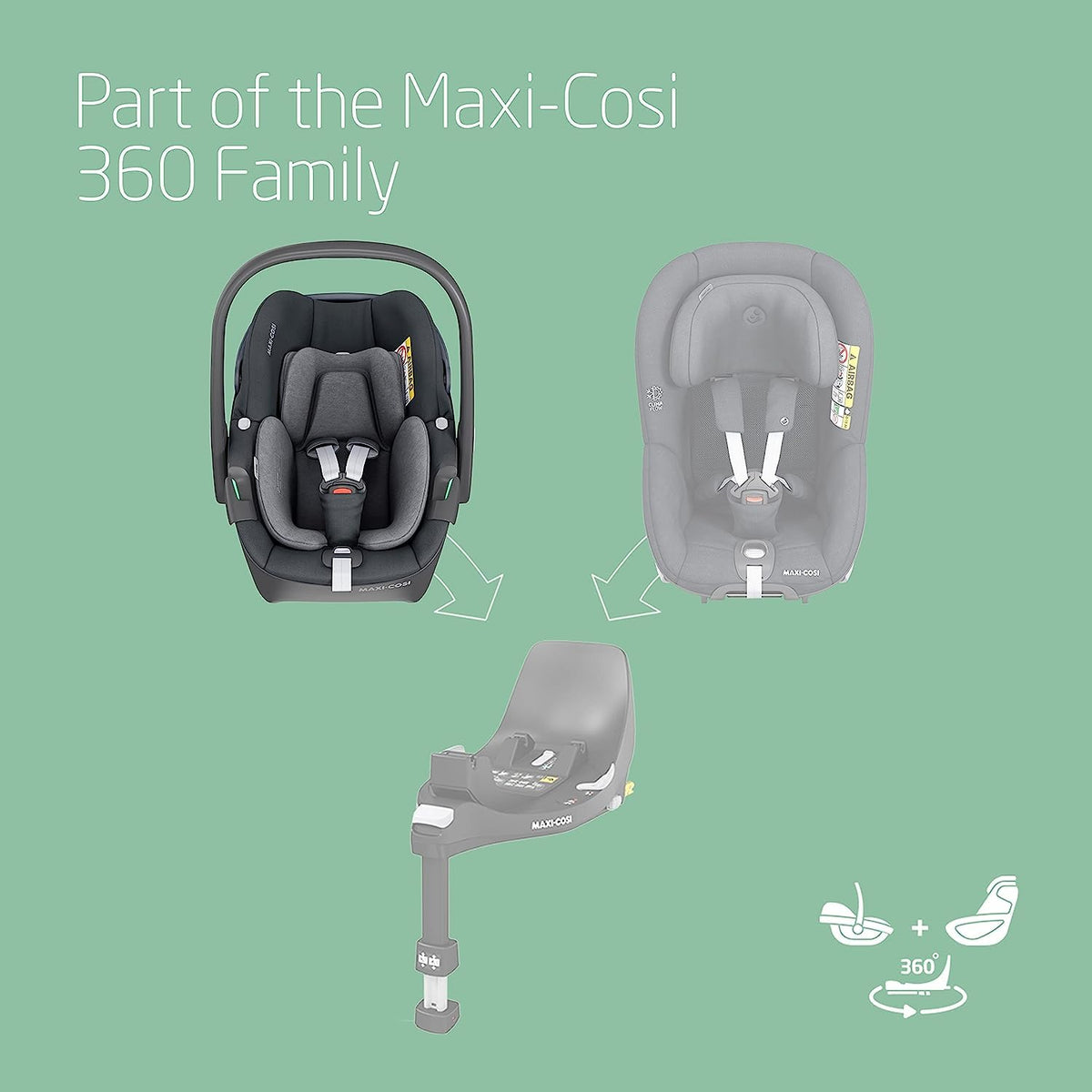 Maxi-Cosi Pebble 360 i-Size Newborn Car Seat 0–15M Essential Graphite