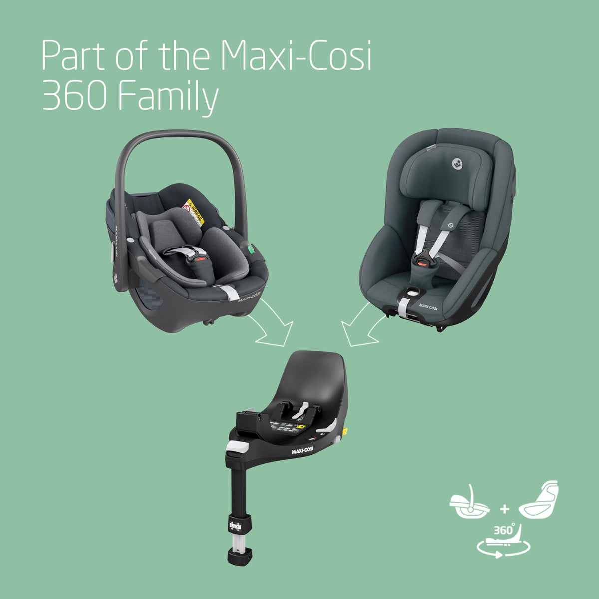 Maxi-Cosi Pearl 360 i-Size Baby Car Seat 3M–4Y Authentic Graphite