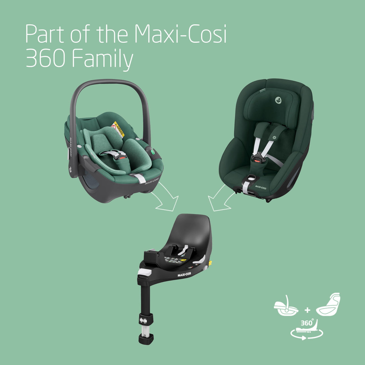 Maxi-Cosi Pearl 360 i-Size Baby Car Seat 3M–4Y Authentic Green