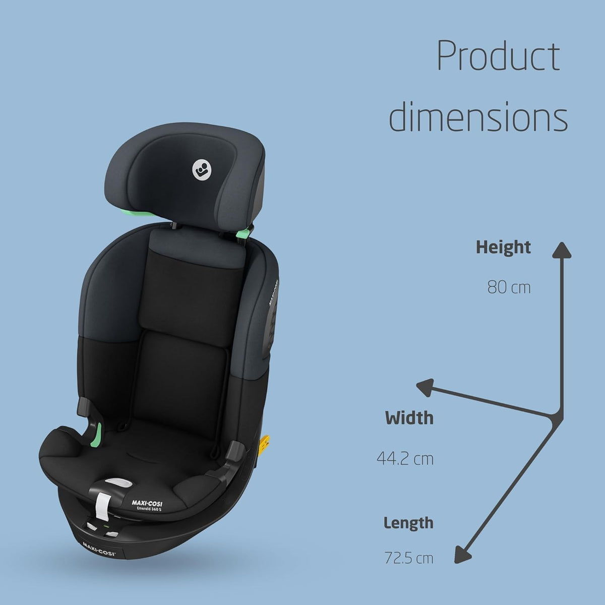 Maxi-Cosi Emerald S i-Size 360° Car Seat 0–12 Yrs | Tonal Black