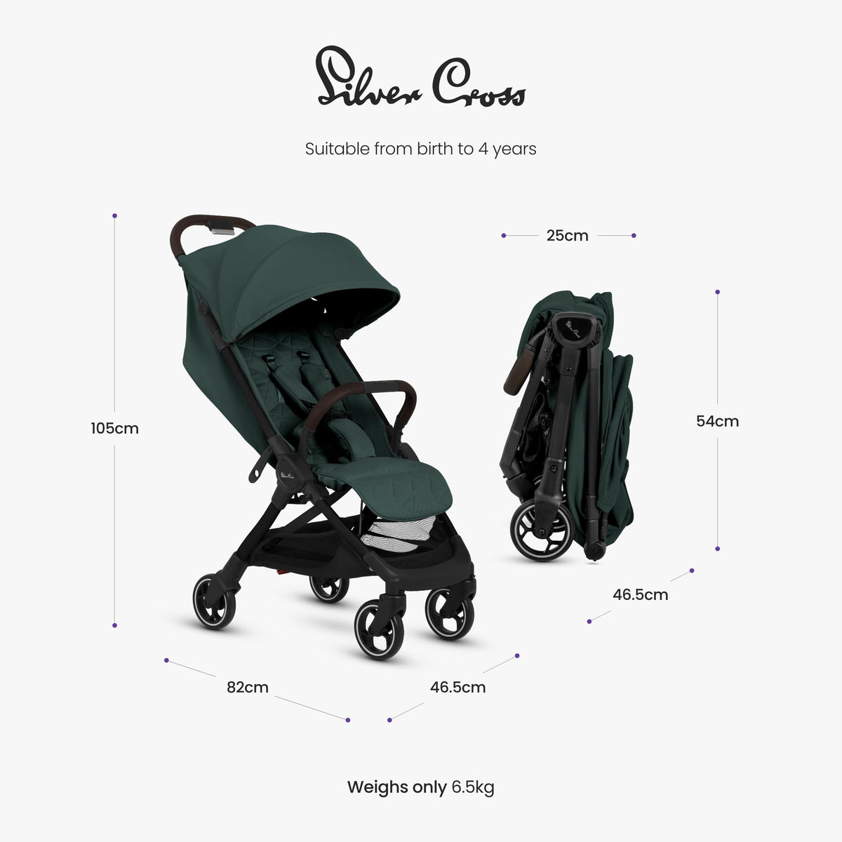 Silver Cross Clic 2 Compact Stroller & Travel Bag – Conifer