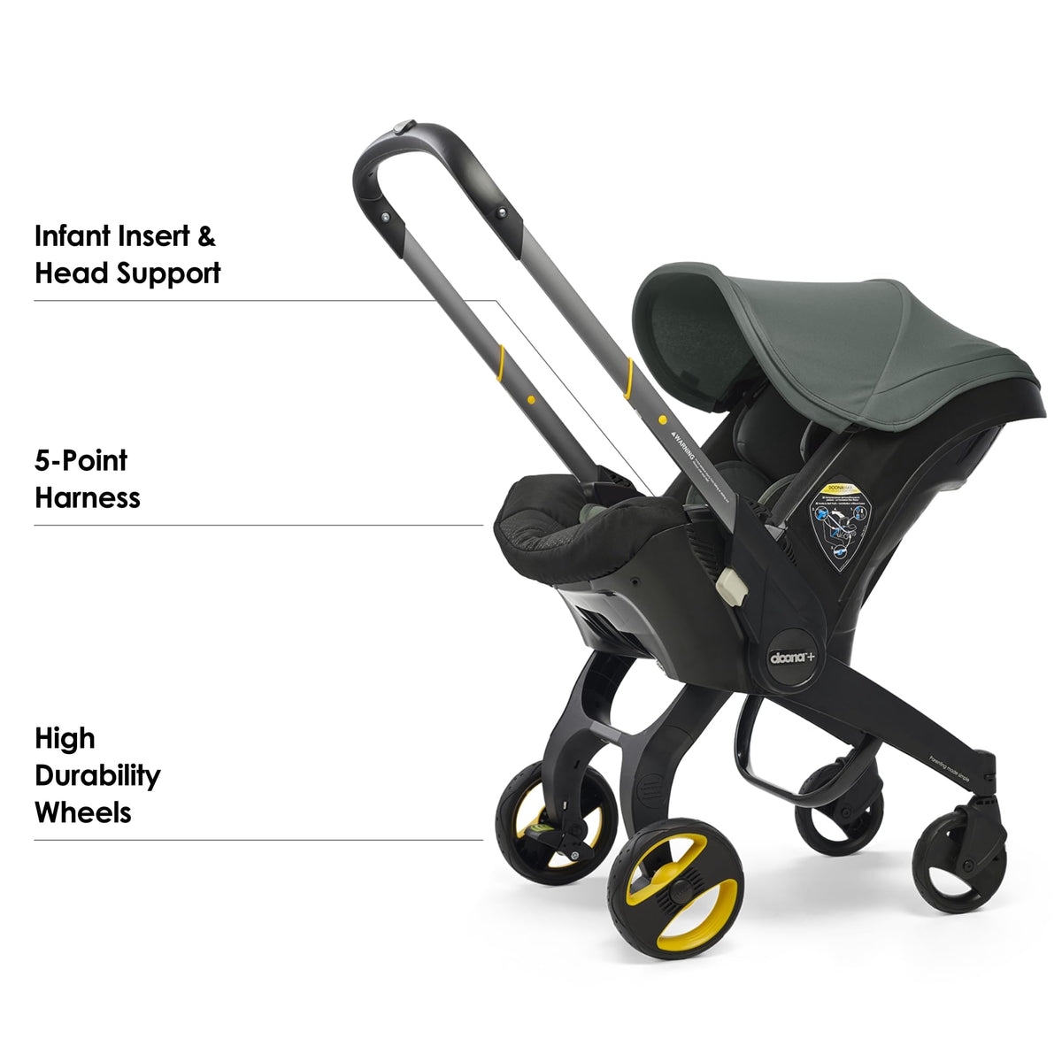 Doona+ Baby Car Seat & Stroller Convertible 0+ – Slate Green