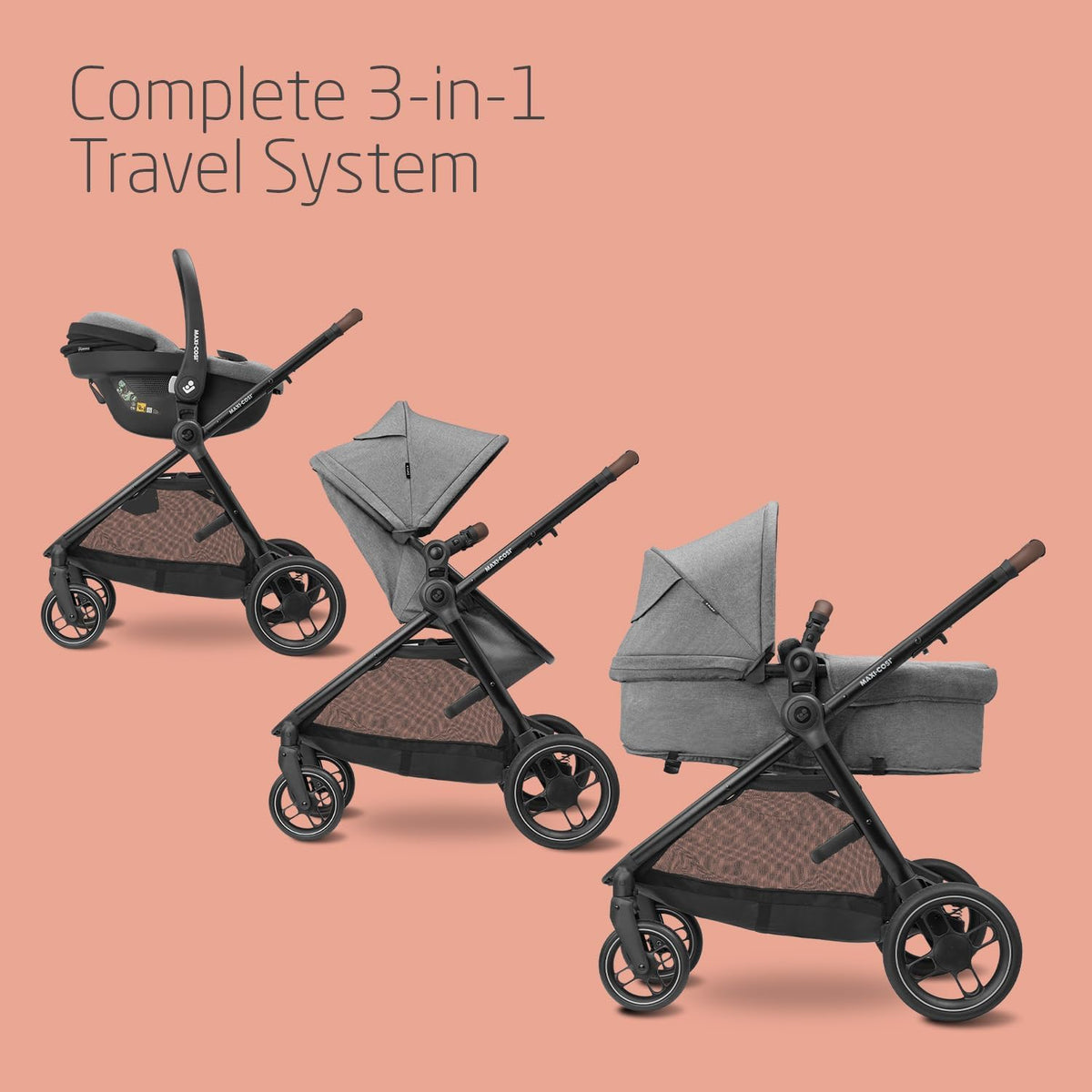 Maxi-Cosi Zelia S Trio 3-in-1 Travel System with Car Seat 0–4Y Grey