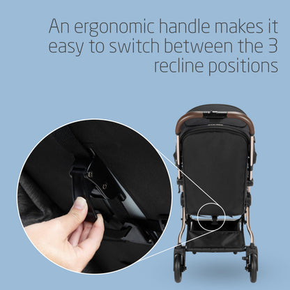Maxi-Cosi Eva3 Compact Pushchair 0–4 Yrs | Essential Black Champagne