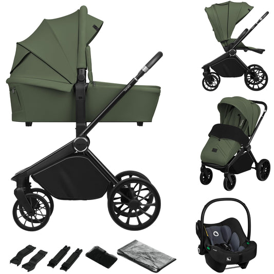 LIONELO Mika Plus 3-in-1 Travel System Pushchair – Green Olive