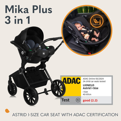 LIONELO Mika Plus 3-in-1 Travel System Pushchair – Green Olive