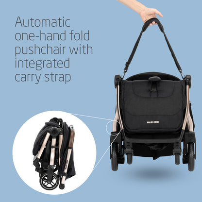 Maxi-Cosi Eva3 Compact Pushchair 0–4 Yrs | Essential Black Champagne