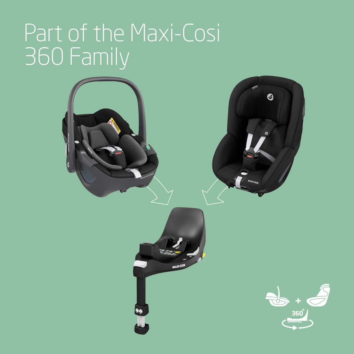 Maxi-Cosi Pearl 360 i-Size Baby Car Seat 3M–4Y Authentic Black