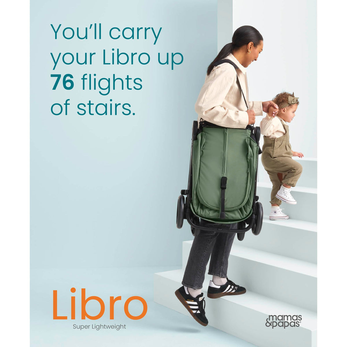 Mamas & Papas Libro Travel Stroller – Lightweight, Bay Green
