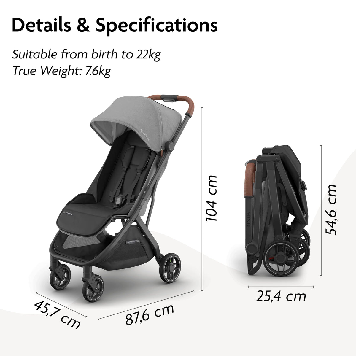 UPPAbaby MINU V3 Lightweight Travel Stroller – Greyson