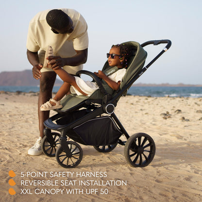 LIONELO Mika Plus 3-in-1 Travel System Pushchair – Green Olive