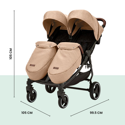 Ickle Bubba Venus Double Prime Double Stroller – Biscuit