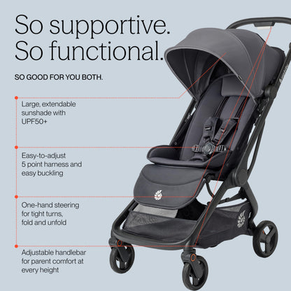 Ergobaby Metro3 Travel Stroller – Birth to 22kg, Graphite Grey
