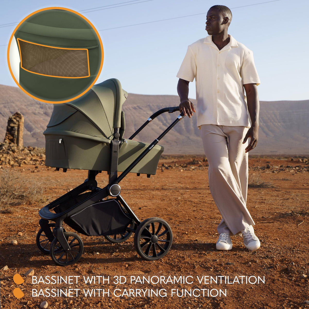 LIONELO Mika Plus 3-in-1 Travel System Pushchair – Green Olive